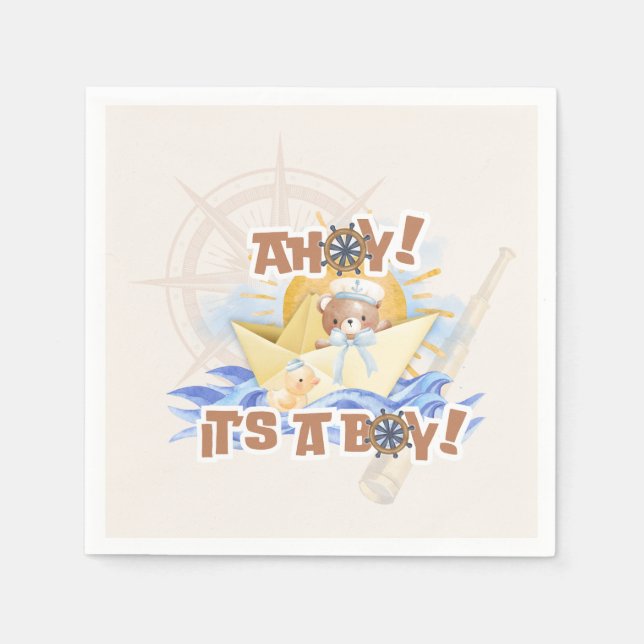 Guardanapo De Papel Ahoy! Bebê Chá Papel Napkins (Frente)