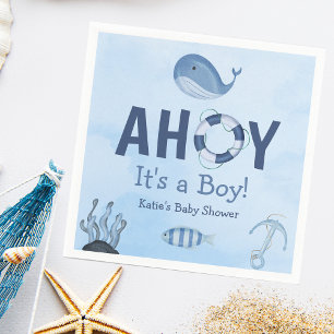 Guardanapo De Papel Ahoy, é um Chá de fraldas costeiro de animais do O