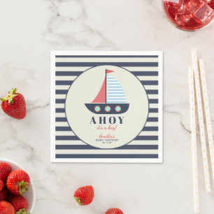 Guardanapo De Papel Ahoy É um Chá de fraldas Náutico Garoto Napkins