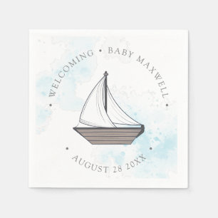 Guardanapo De Papel Ahoy! É um menino! Baby Sailboat Baby