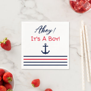 Guardanapo De Papel Ahoy, é um menino! Chá de fraldas náutico