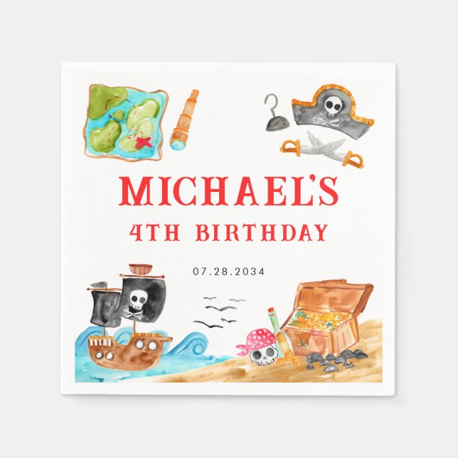 Guardanapo De Papel Ahoy Shipmates Treasure Hunt Navio Pirata Aniversá (Frente)