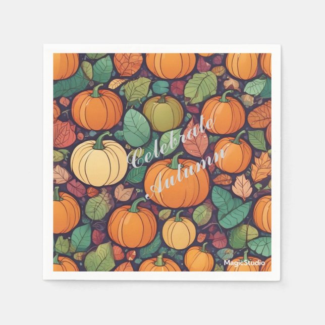Guardanapo De Papel AI Pumpkin e Autumn deixam papel Napkins (Frente)