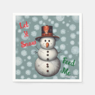 Guardanapo De Papel AI Snowman Deixe-o nevar alimenta-me o Natal Napki