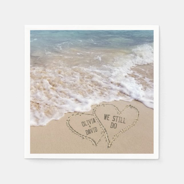 Guardanapo De Papel Ainda fazemos Corações de Praia com Nomes (Frente)