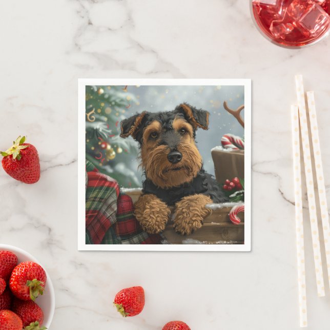 Guardanapo De Papel Airedale Dog Natal Festivo (Insitu)