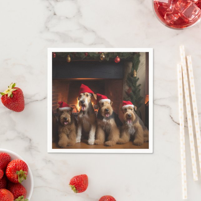 Guardanapo De Papel Airedale pelo Natal da Lareira (Insitu)