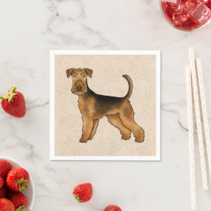 Guardanapo De Papel Airedale Terrier Cachorro Cartoon Fofo em Bege