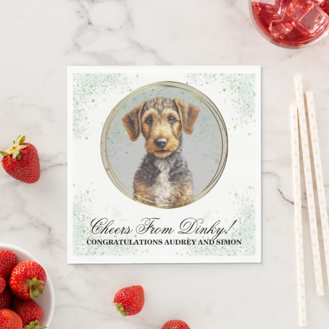 Guardanapo De Papel Airedale Terrier Wedding Napkins Com Cães Foto (Insitu)
