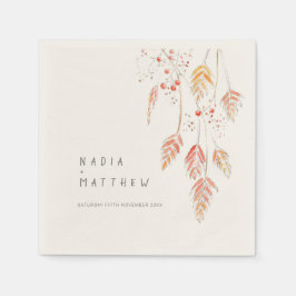 Guardanapo De Papel Airelas de grama casamento outono de esboço com aq