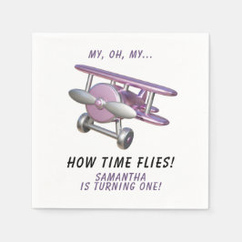 Guardanapo De Papel Airplane Oh My Time Flies Travel First Birthday