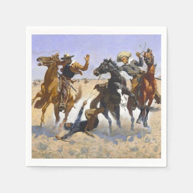 Guardanapo De Papel Ajudando um camarada Frederic Remington 1890 (Frente)