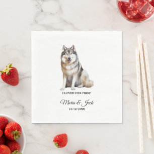 Guardanapo De Papel Alaskan Malamute Dog Eu Amava Seu Primeiro Casamen