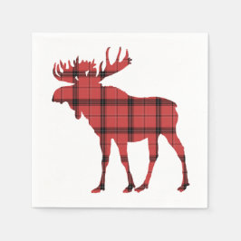 Guardanapo De Papel Alce de Natal Férias Vermelho Xadrez Padrão Tartan