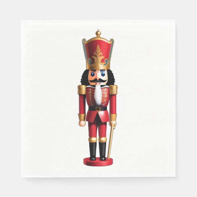 Guardanapo De Papel Alegre quebra-nozes vermelho e dourado (Frente)
