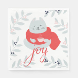 Guardanapo De Papel Alegria. Gato de Natal bonito/Animal de férias de 