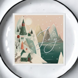 Guardanapo De Papel Alegria. Paisagem das montanhas de inverno no Nata