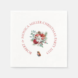 Guardanapo De Papel Alegria Vibe Natal flores e buquê de maçãs vermelh