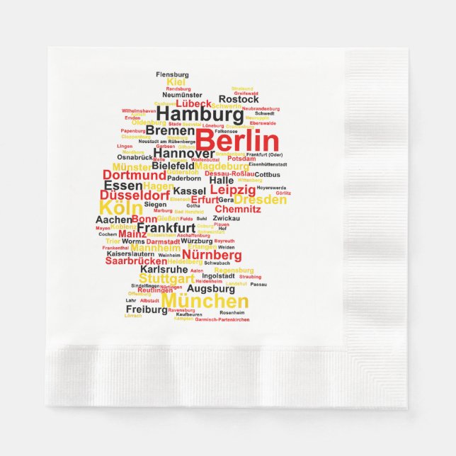 Guardanapo De Papel Alemanha Mapa Silhouette Towette Flag Berlin Tr (Frente)