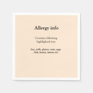 Guardanapo De Papel alerta de alergia alimentar adicionar nome texto i