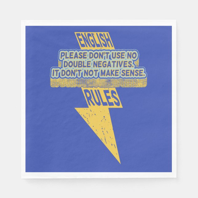 Guardanapo De Papel Alfabetização em língua inglesa duplamente negativ (Frente)