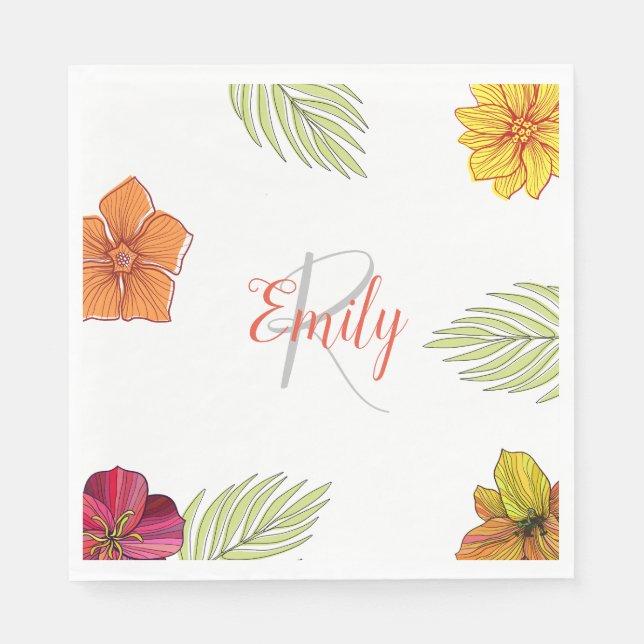 Guardanapo De Papel Alfândega havaiana Aloha Floral (Frente)