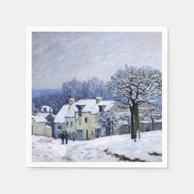 Guardanapo De Papel Alfred Sisley - Coloque Chenil em Marly, Efeito da (Frente)