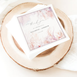 Guardanapo De Papel Algas Subaquáticas Casamento Aquarela de Conchas