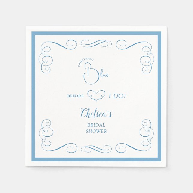 Guardanapo De Papel Algo Azul Antes de Eu Fazer Elegante Chuveiro de N (Frente)