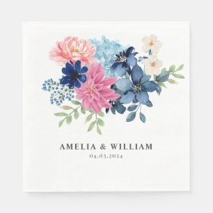 Guardanapo De Papel Algo azul antes de eu fazer o casamento Floral