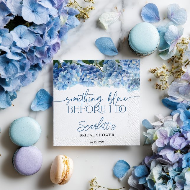 Guardanapo De Papel Algo Azul Antes de Me Casar Hidrangeia Azul Nupcia (Something Blue Before I Do Blue Hydrangea Bridal Napkins)