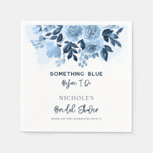 Guardanapo De Papel Algo Azul Floral Script Papel de Noiva Shower