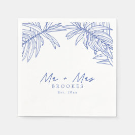 Guardanapo De Papel Algo Azul, Simples, Botânico Desenhado À Mão