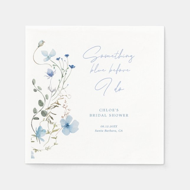 Guardanapo De Papel Algo de Chá de panela de flor selvagem azul (Frente)