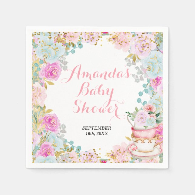 Guardanapo De Papel Algo doce está criando o Chá de fraldas do Tea Par (Frente)