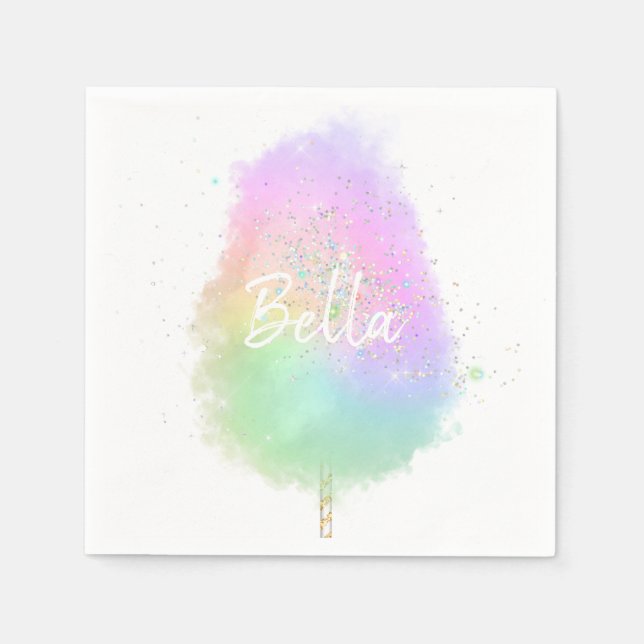 Guardanapo De Papel Algodão doce arco-íris brilho fofo  (Frente)