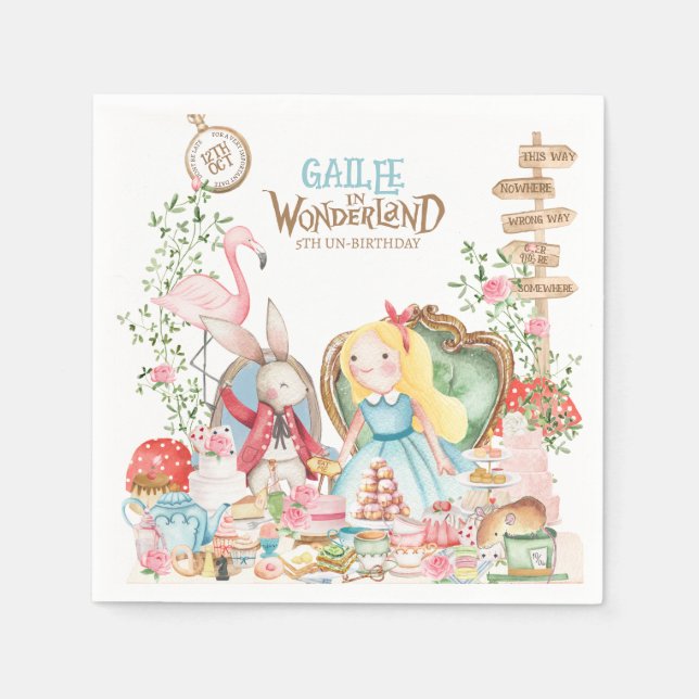 Guardanapo De Papel Alice Adventures em Woderland Birthday Tea Party (Frente)