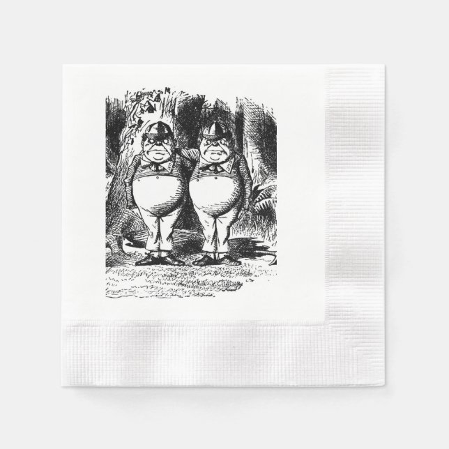 Guardanapo De Papel alice em maravilderland Tweedle Dee e Dum napkin (Frente)