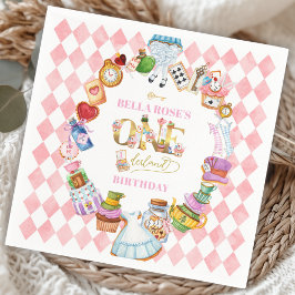 Guardanapo De Papel Alice in Wonderland 1st birthday Pink