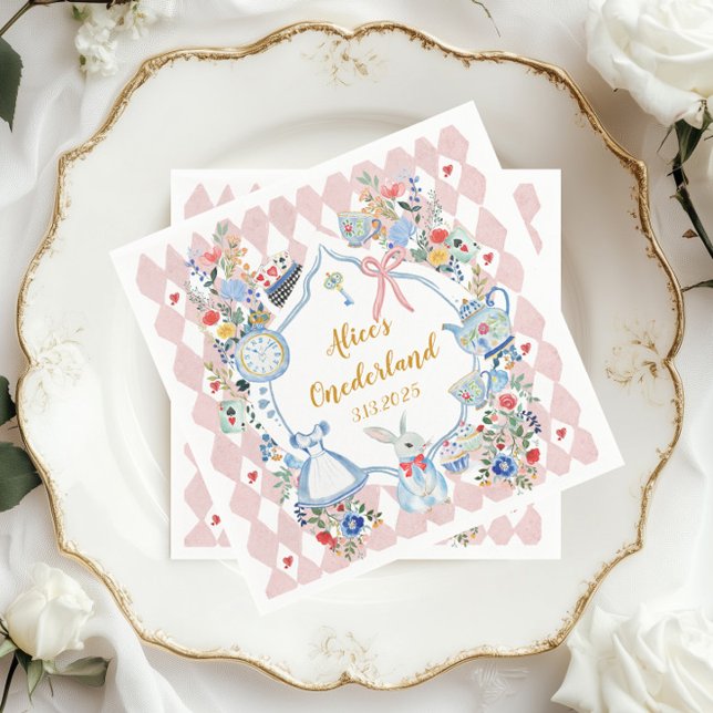 Guardanapo De Papel Alice no ONEderland primeiro aniversario Whimsical (Criador carregado)