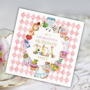 Guardanapo De Papel Alice no País das Maravilhas Rosa Aniversário de 4