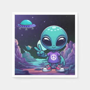 Guardanapo De Papel Alienígena de paz e nave espacial