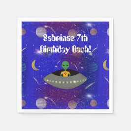 Guardanapo De Papel Alienígena em espaçonave Vestindo camiseta do Novo