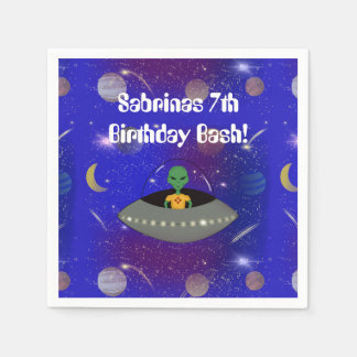 Guardanapo De Papel Alienígena em espaçonave Vestindo camiseta do Novo
