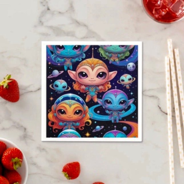 Guardanapo De Papel Aliens multicore maleáveis no espaço (Criador carregado)