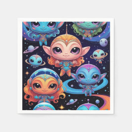 Guardanapo De Papel Aliens multicore maleáveis no espaço