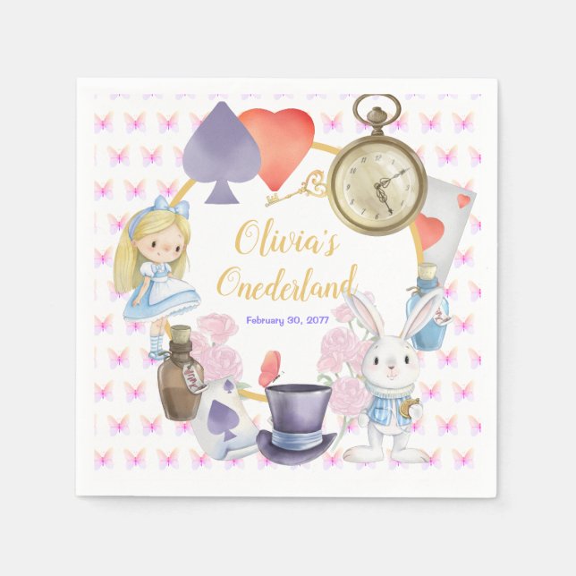 Guardanapo De Papel Alisa nas placas de papel de Onederland (Frente)