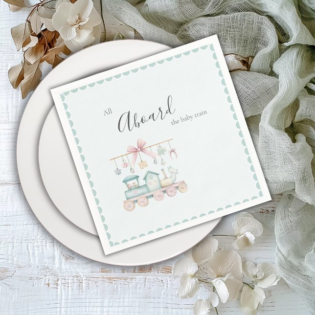 Guardanapo De Papel All Aboard the Baby Train Baby Shower (Criador carregado)