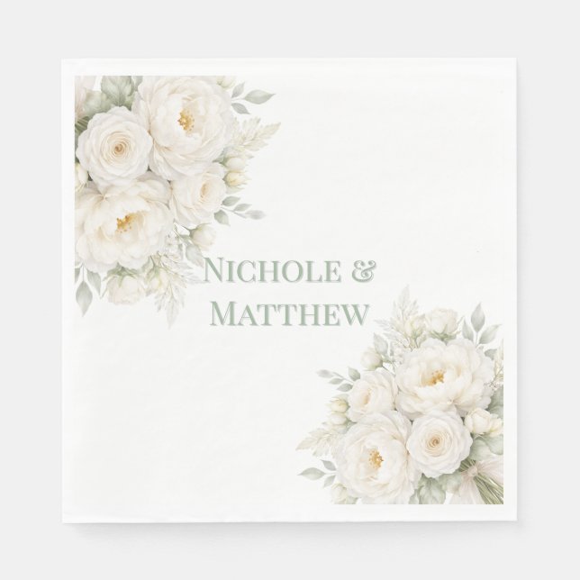 Guardanapo De Papel All White Floral Wedding (Frente)