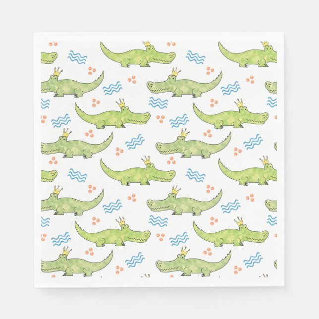 Guardanapo De Papel Alligator Birthday Paper Napkin, Luncheon (Frente)